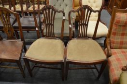 A pair of mahogany dining chairs.