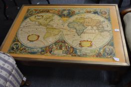 A map of the world coffee table.