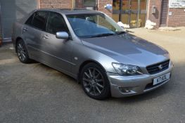 A Lexus IS300 four door saloon, with private plate, 91,000 miles, MOT until November, no tax, V5