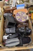 Various cameras, binoculars etc.