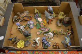 A large quantity of porcelain bird and butterfly ornaments.