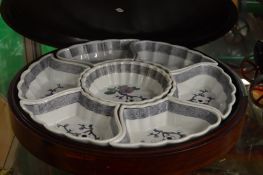 A lazy susan hor d'oeuvre set.