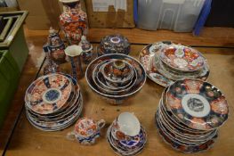 A good collection of late 19th century and later Imari porcelain to include numerous plates, bowls