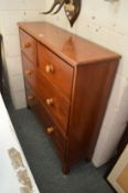 A Victorian mahogany chest of drawers of shallow proportions, with two short and two long drawers on