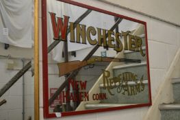 A reproduction advertising mirror for Winchester rifles.