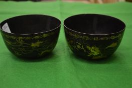 A pair of Chinese lacquer bowls.