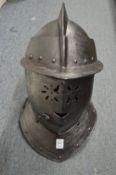 A steel closed helmet, possibly period.