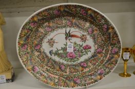 A Chinese famille rose oval shaped dish.