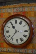 A good large mahogany cased circular wall clock with fusee movement.