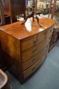 A Victorian mahogany bow front chest of drawers.