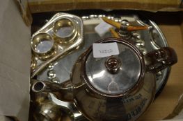 Lustre tea pot, plated items, mirrored cake stands etc.