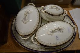 Cauldon gilt decorated porcelain tureens and covers etc.