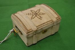 Hermes, Paris, a brass studded leather jewellery casket.