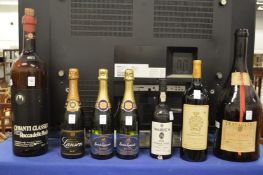 Warres vintage port, 1980, one bottle together with other wines and two large empty bottles.