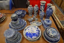 A large quantity of 19th century and later Chinese and Japanese blue and white porcelain to