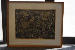 A large abstract colour print.