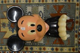A painted fibre glass model of Mickey Mouse, probably from a fairground ride.