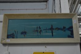 George Deakins, a harbour at night time, oil on board.