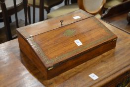 A Regency rosewood inlaid lap desk or writing slope.