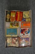 A small collection of advertising tins.