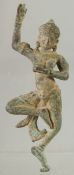 A VERY FINE THAI OR CAMBODIAN BRONZE FIGURE OF A DANCER, 9.5cm long.