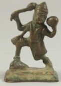 A 16TH-17TH CENTURY SOUTH INDIAN BRONZE FIGURE OF HANUMAN MONKEY DEITY, 8cm high.