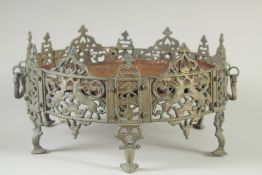 A LARGE 19TH CENTURY PERSIAN QAJAR BRASS BRAZIER, 42cm diameter.