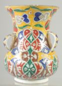 A TURKISH KUTHAYA GLAZED POTTERY MOSQUE LAMP, 21cm high.
