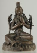 AN 18TH-19TH CENTURY INDIAN OR NEPALESE BRONZE BUDDHA, 10cm high.