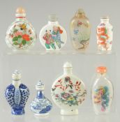 A COLLECTION OF EIGHT CHINESE SNUFF BOTTLES, various sizes, (8).