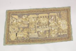 A THAI / BURMESE SEQUIN EMBROIDERED PANEL.