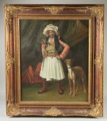 AFTER JEAN-LEON GEROME; AN ORIENTAL OIL PAINTING ON CANVASS, depicting the standing figure of
