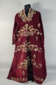A 19TH CENTURY OTTOMAN EMBROIDERED METAL THREADED DRESS.