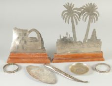 A COLLECTION OF SEVEN IRAQI SILVER ITEMS, some inlaid with niello, (7).