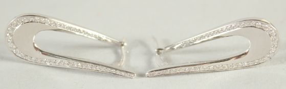 A PAIR OF 18CT WHITE GOLD CHARLES GARNIER OF PARIS DIAMOND EARRINGS.