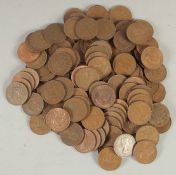 A BAG OF ONE HUNDRED AND TWENTY THREE HALF PENNIES, mostly Elizabeth II.