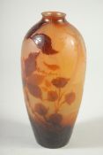 D. ARGENTAL A GOOD CARVED GLASS with berries in relief Signed. 8ins high.