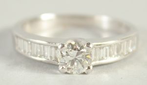 AN 18CT WHITE GOLD, DIAMOND SINGLE STONE RING, diamond approx. 0.5 carat.