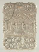 A VICTORIAN SILVER CALLING CARD CASE by NATHANIEL MILLS with a view of Windsor Castle. Birmingham