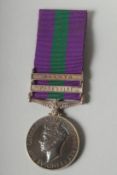 281 9021. PT. J. FARRILL. SEAFORTH HIGHLANDERS GEORGE V GENERAL SERVICE MEDAL with 2 bars MALAYA &