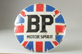 A CIRCULAR ENAMEL SIGN 'B P. MOTOR SPIRIT'.11.5ins.