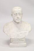 ANTOINE SARTORIO. 1919. (1885 - 1988) FRENCH. A SUPERB WHITE MARBLE BUST OF GENERAL FETTER.
