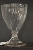 A PLAIN HEAVY 18TH CENTURY GLASS RUMMER and a heavy 18th century glass rummer with tapering bowl (