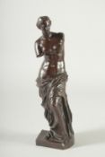 A GOOD BRONZE VENUS DE MILO. 17ins high with foundry stamp.
