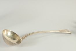 A VICTORIAN SILVER FIDDLE AND THREAD SOUP LADLE. London 1889. Maker, George ANGELL.