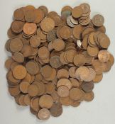 A LARGE BAG OF MIXED COPPER COINS.