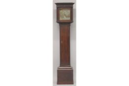 AN 18TH CENTURY MAHOGANY LONGCASE CLOCK with eight day movement, square brass dial with subsidiary