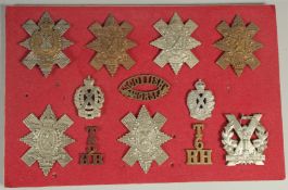 A COLLECTION OF 12 SCOTTISH REG. BADGES including: SCOTTISH HORSES, BLACK WATCH, T5RH, TYNESIDE.