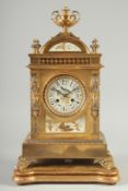 A GOOD 19TH CENTURY FRENCH ORMOLU MANTLE CLOCK possibly by ACHILLE BROCOT, with eight day movement