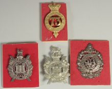 FOUR SCOTTISH BADGES, ARGYLL AND SUTHERLAND, SCOTTISH KINGS, BORDERERS OWN (2), PERTHSHIRE 73.